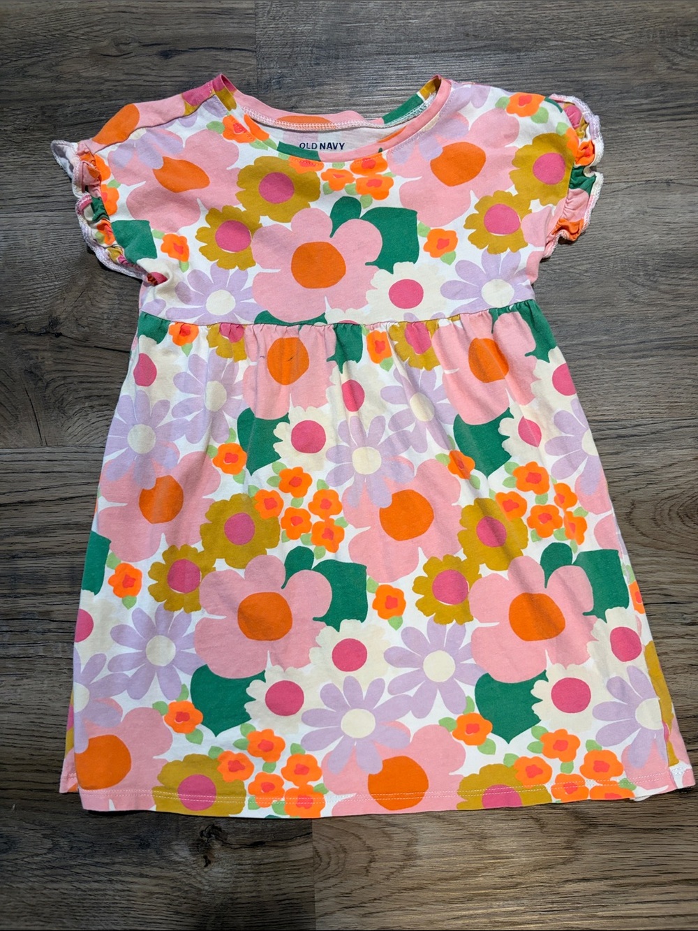 Old Navy Pink & Orange Floral Cotton Dress